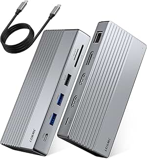 Dual Monitor Laptop Dock with 11 Ports and 100W Power