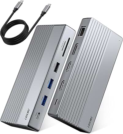 Dual Monitor Laptop Dock with 11 Ports and 100W Power