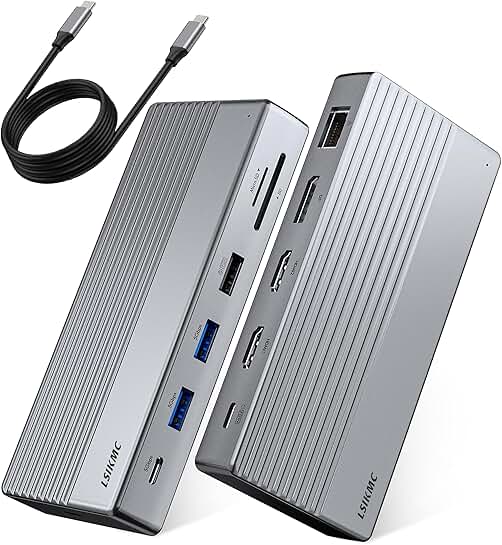 Dual Monitor Laptop Dock with 11 Ports and 100W Power
