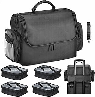 Large Professional Makeup Bag with Brush Holder and Storage Compartments