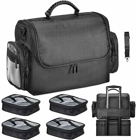 Large Professional Makeup Bag with Brush Holder and Storage Compartments