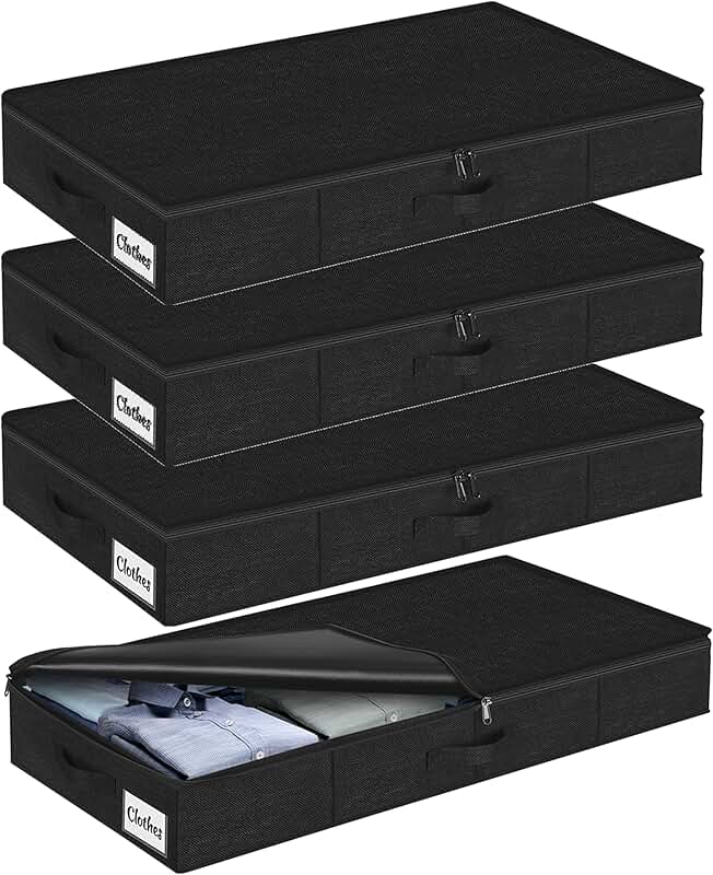 Set of 4 Slim Under Bed Storage Bins