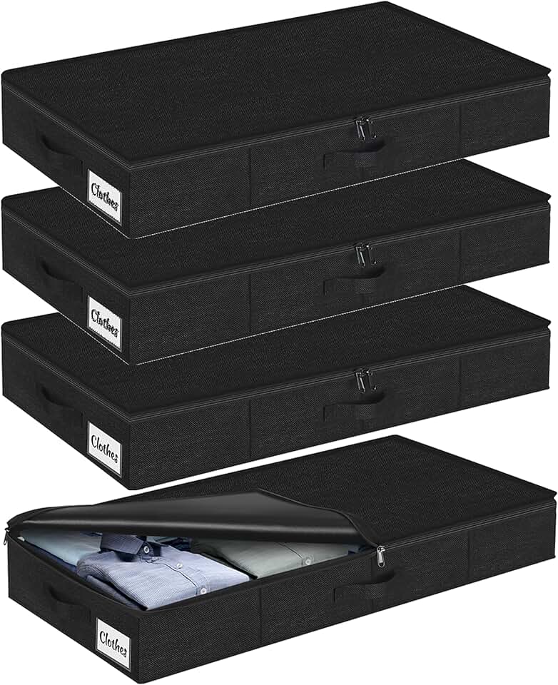 Set of 4 Slim Under Bed Storage Bins