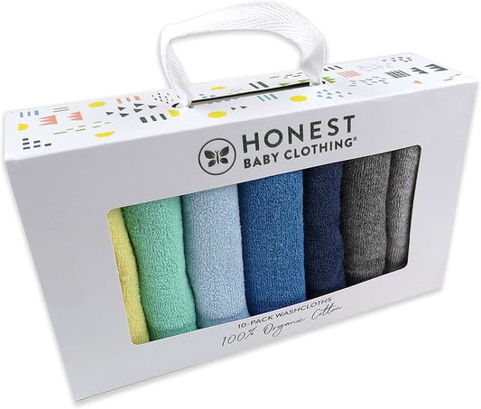 10 Organic Cotton Baby Wash Cloths in Gift Box