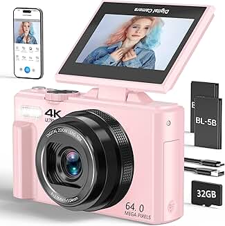 4K 64MP Vlogging Camera with Flip Screen and 18X Zoom