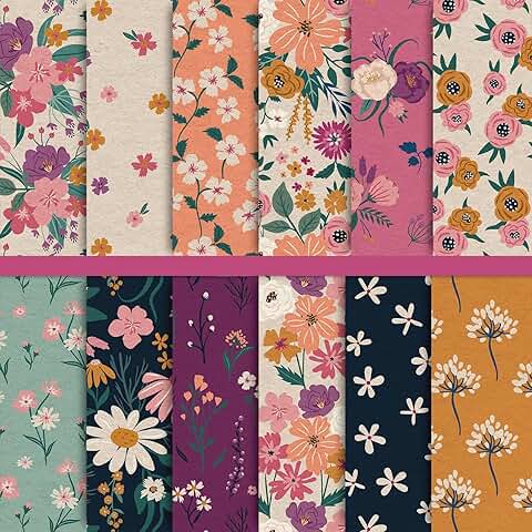 Spring Pattern Paper Pack with 12 Designs, 24 Sheets