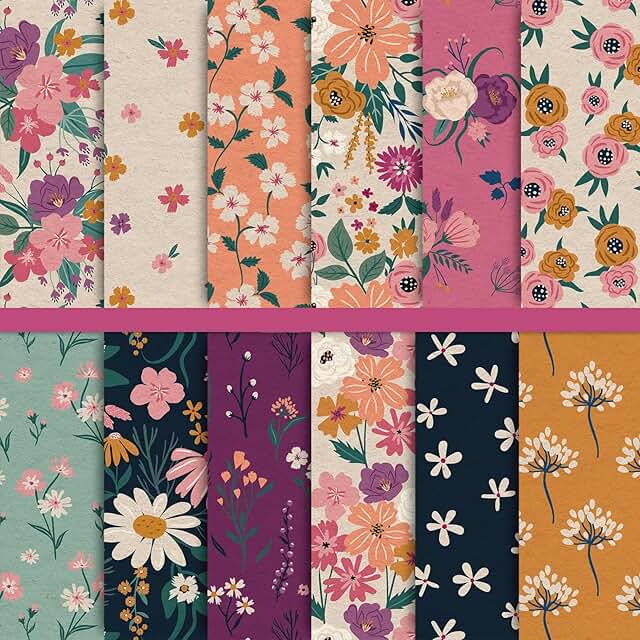Spring Pattern Paper Pack with 12 Designs, 24 Sheets