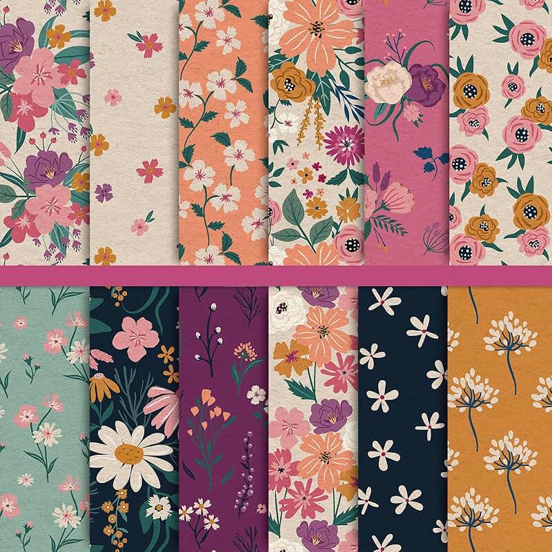 Spring Pattern Paper Pack with 12 Designs, 24 Sheets