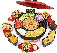 Taco Bar Serving Set with Heated Pot and Trays