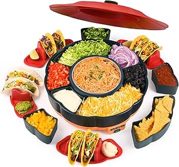 Taco Bar Serving Set with Heated Pot and Trays