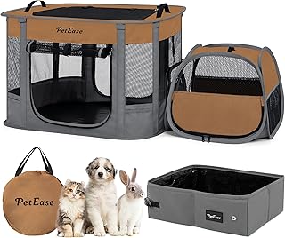Portable 2-in-1 Dog and Cat Playpen with Litter Area