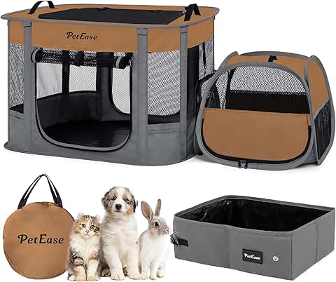 Portable 2-in-1 Dog and Cat Playpen with Litter Area