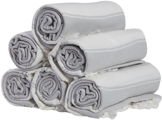 Set of 6) XXL Turkish Cotton Bath Beach Hammam Towel Peshtemal Throw Fouta Blanket Set