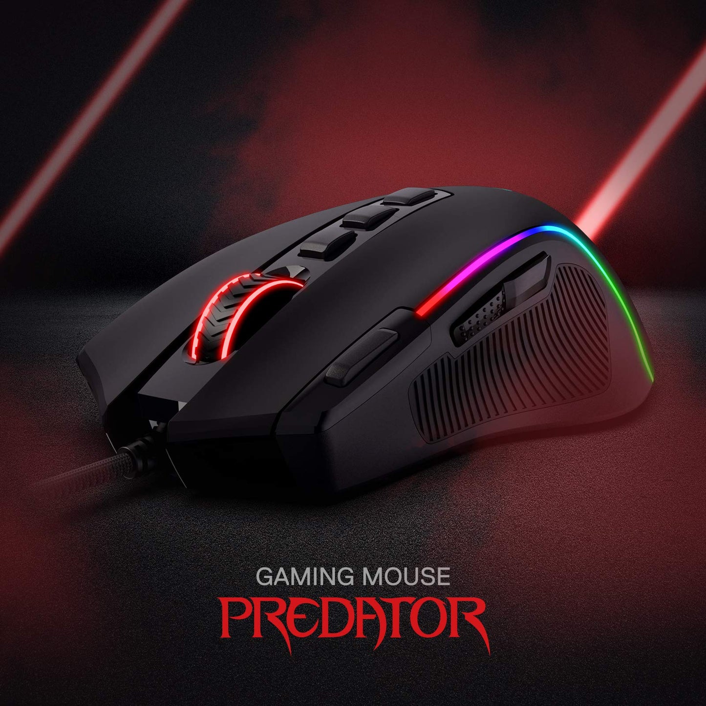 M612 Predator RGB Gaming Mouse, 8000 DPI Wired Optical Gamer Mouse with 11 Programmable Buttons & 5 Backlit Modes, Software Supports DIY Keybinds Rapid Button