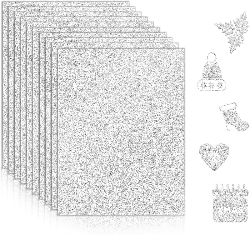 Silver Glitter Cardstock Paper, 100 Sheets, 8.5x11, 250 GSM