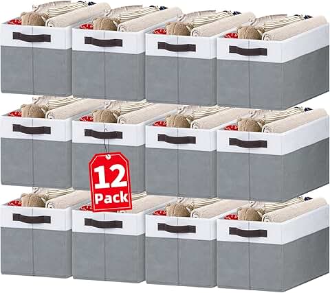 12 Large Fabric Storage Baskets with Handles