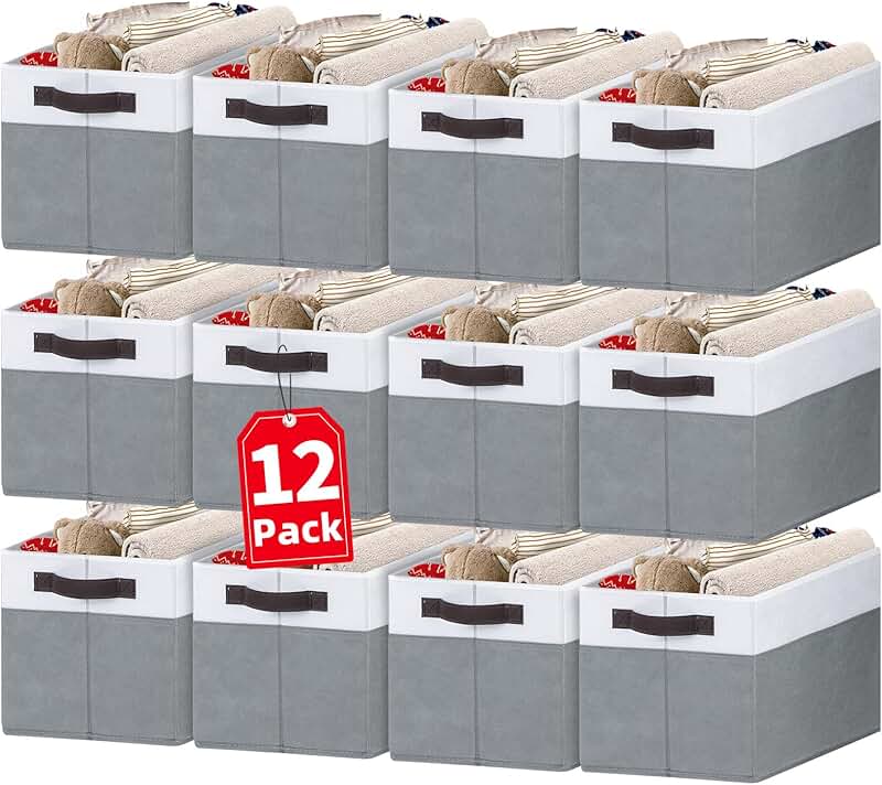 12 Large Fabric Storage Baskets with Handles