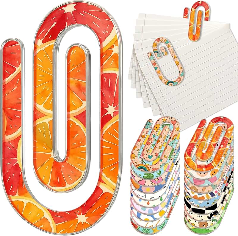 20 Pack Colorful Cartoon Acrylic Paper Clips for School and Office