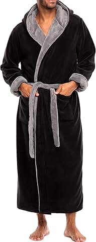 Hooded Plush Men's Big and Tall Sherpa Fleece Robe