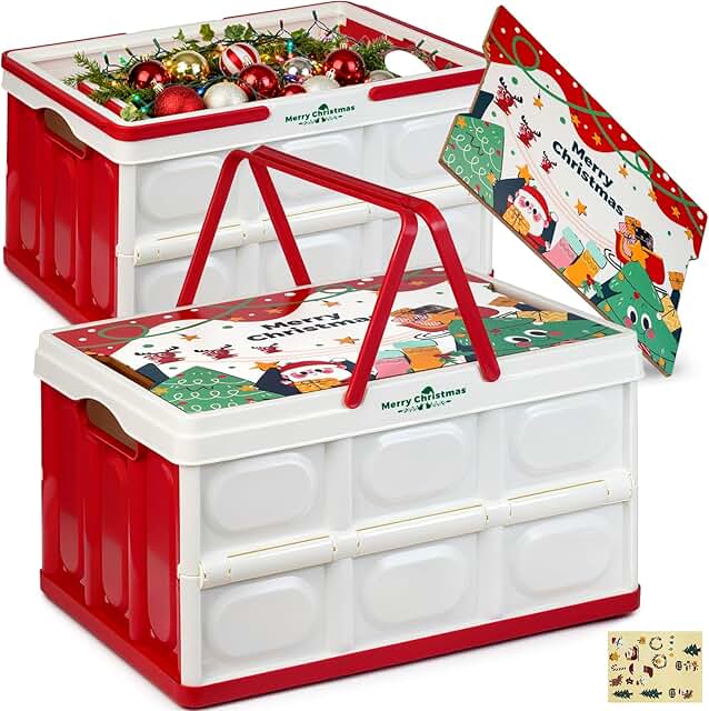 Wooden Foldable Storage Box with Handle, 50L, 2 Pack