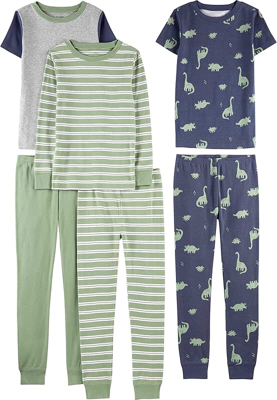 Boys' 6-Piece Cotton Pajama Set
