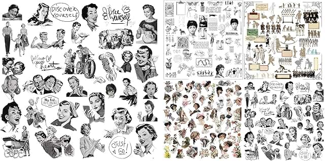 Set of 5 Vintage Junk Journal Stickers