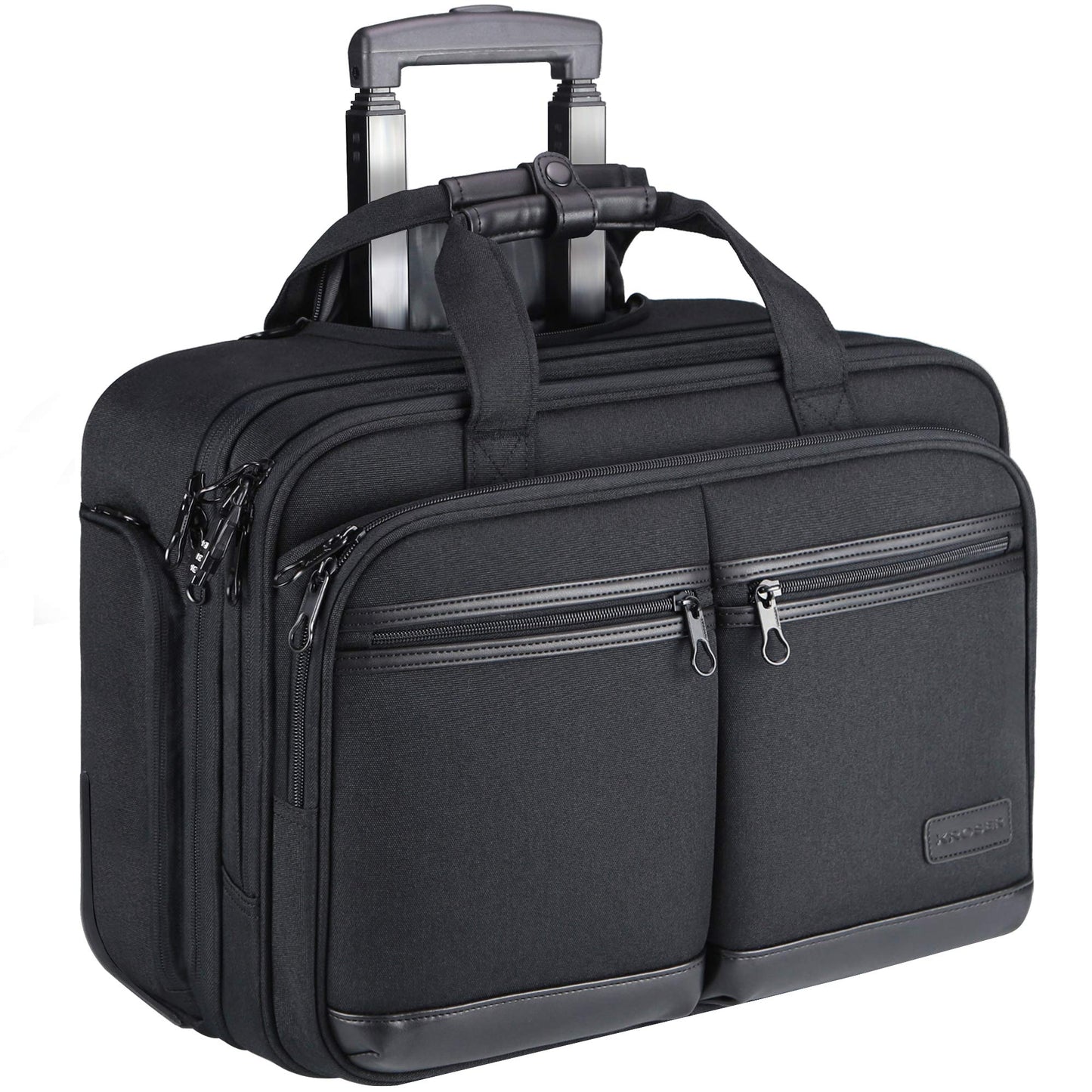 Rolling Laptop Bag Premium Rolling Briefcase Fits Up to 17.3 Inch Laptop Water-Repellent Overnight Rolling Computer Bag with RFID Pockets for Travel/Business/School/Men/Women-Black