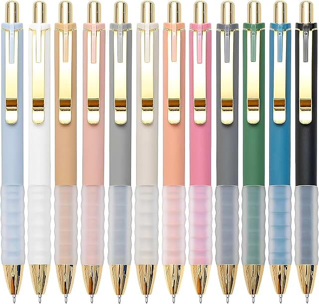 Black 1mm Retractable Ballpoint Pens, 12 Pack