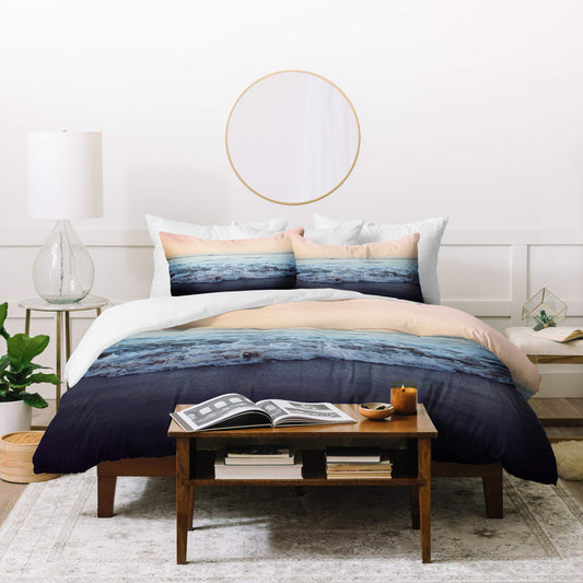 Leah Flores Crash Into Me Duvet Set with Two Pillow Shams, Queen/Full, Blue