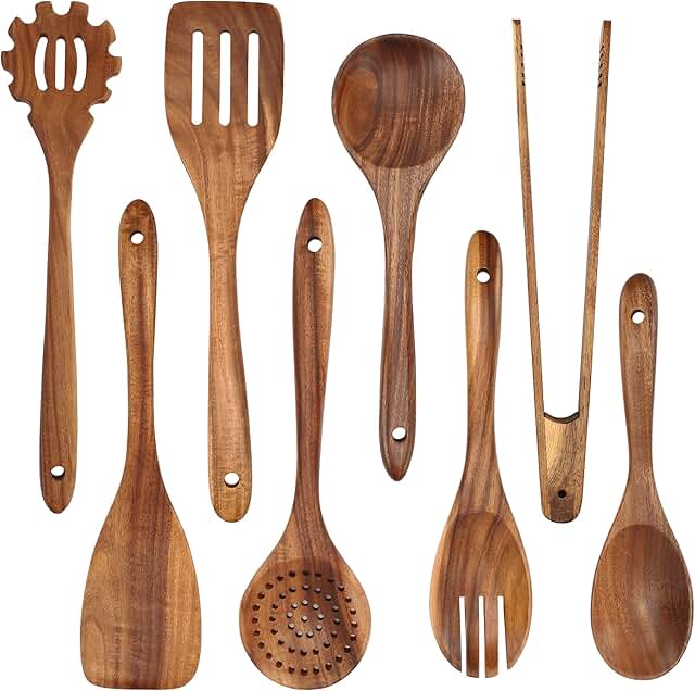 8-Piece Acacia Wooden Kitchen Utensil Set