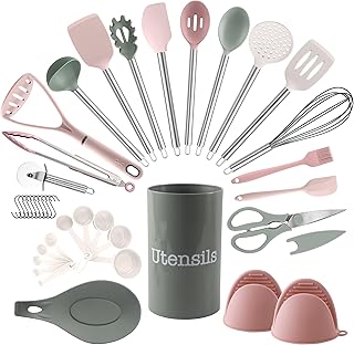38-Piece Silicone Kitchen Utensil Set in Mint