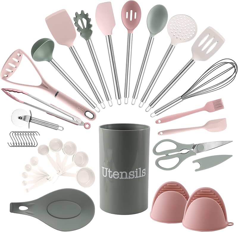 38-Piece Silicone Kitchen Utensil Set in Mint