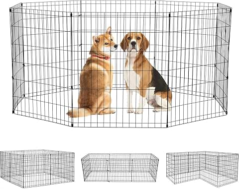 36-Inch 8-Panel Metal Dog Playpen for Indoor and Outdoor Use