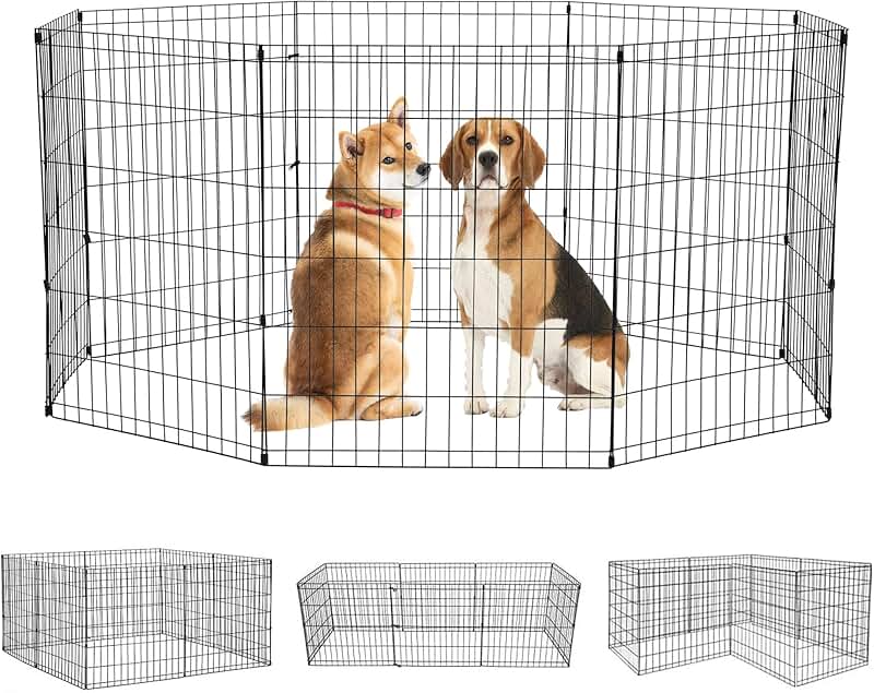 36-Inch 8-Panel Metal Dog Playpen for Indoor and Outdoor Use
