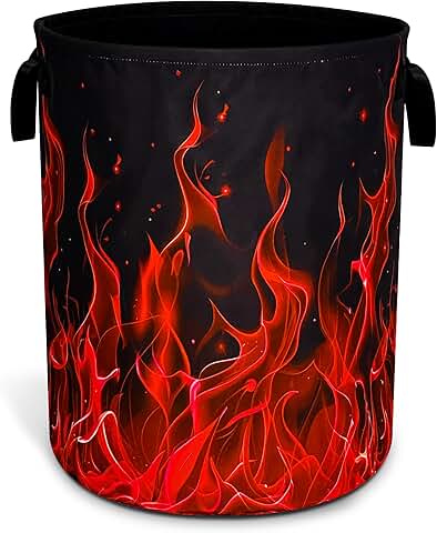 Red Flame Foldable Laundry Basket with Handle