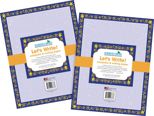 Decorative 8.5" x 11" Computer Paper Set, 100 Sheets