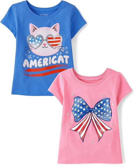 Baby Girl and Toddler Holiday Short Sleeve T-Shirts 2 Pack