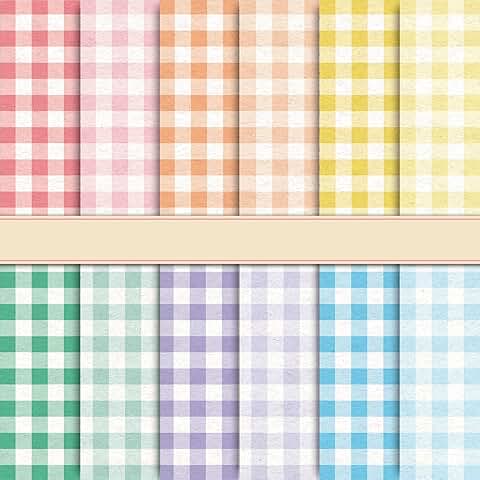 24 Pastel Plaid Pattern Paper Sheets for Crafts