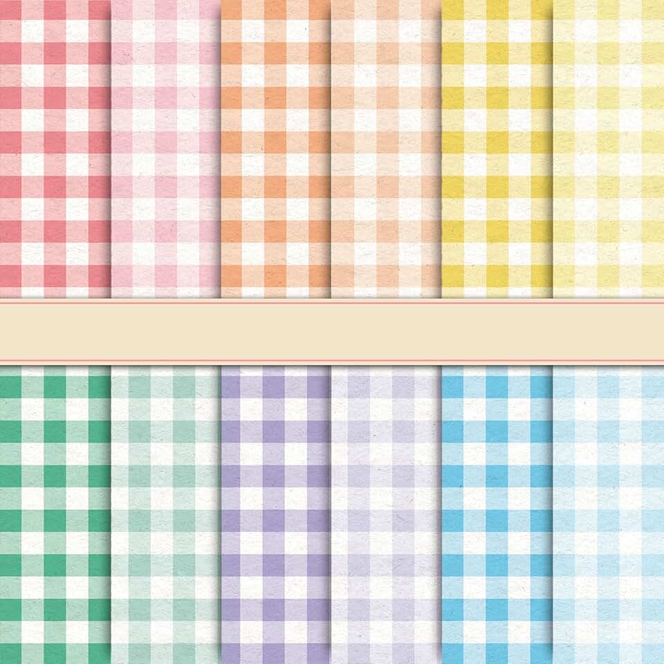 24 Pastel Plaid Pattern Paper Sheets for Crafts