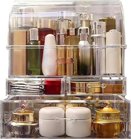 Large Clear Acrylic Makeup Organizer with Lid