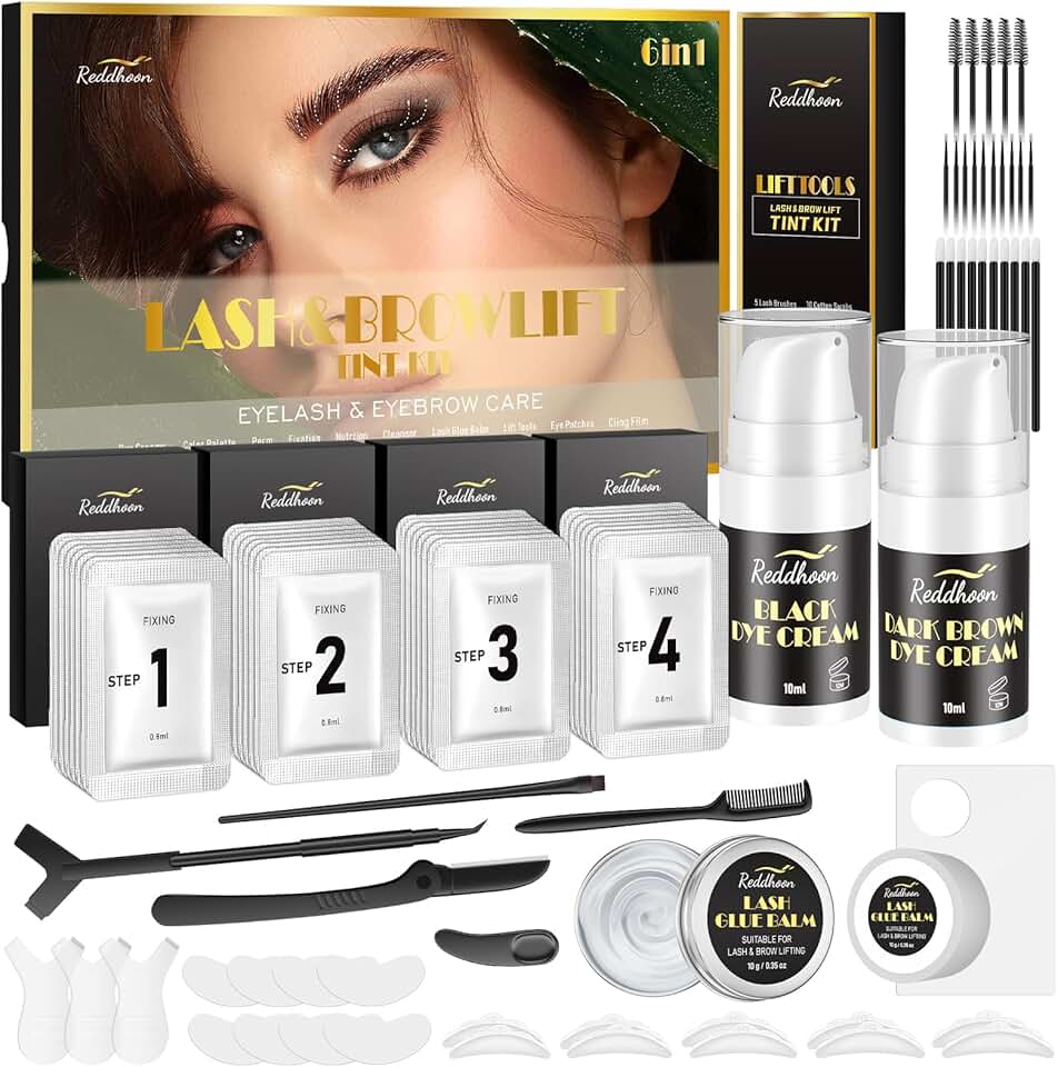 6-in-1 Lash and Brow Kit with Dark Brown, Home Use