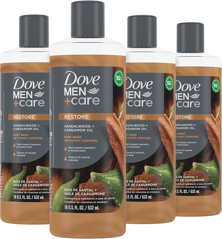 Men's Sandalwood and Cardamom Body Wash, 4-pack, 18 oz