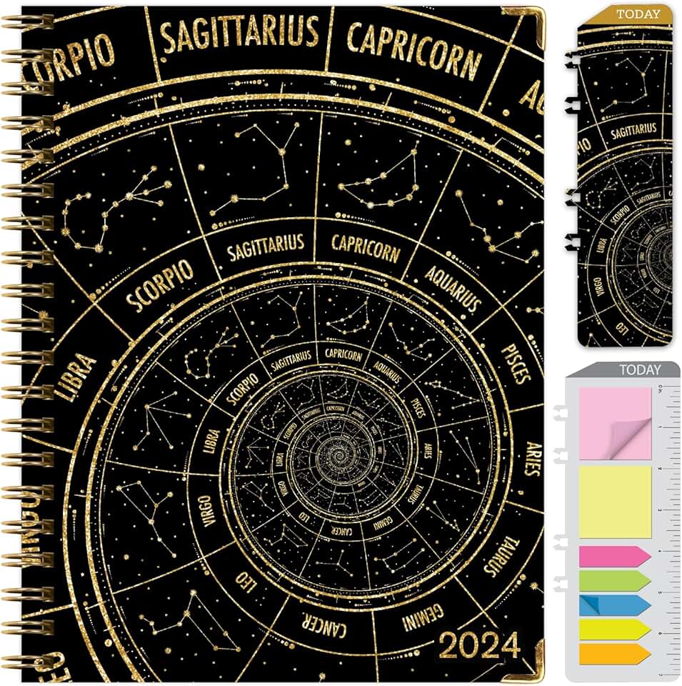 2024 Hardcover Daily Weekly Monthly Planner with Bookmark and Notes