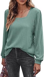 Long Sleeve Square Neck Rib Knit Pullover Top