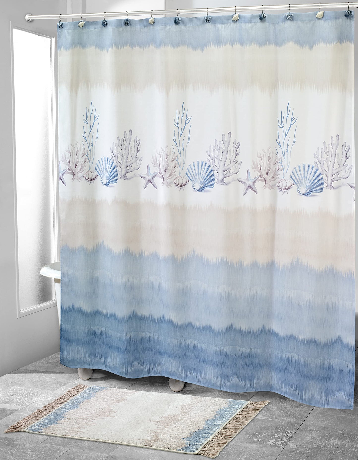Abstract Coastal  Shower Curtain, Multicolor