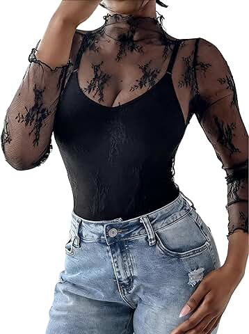 Women's Sheer Mesh Long Sleeve Layering Top