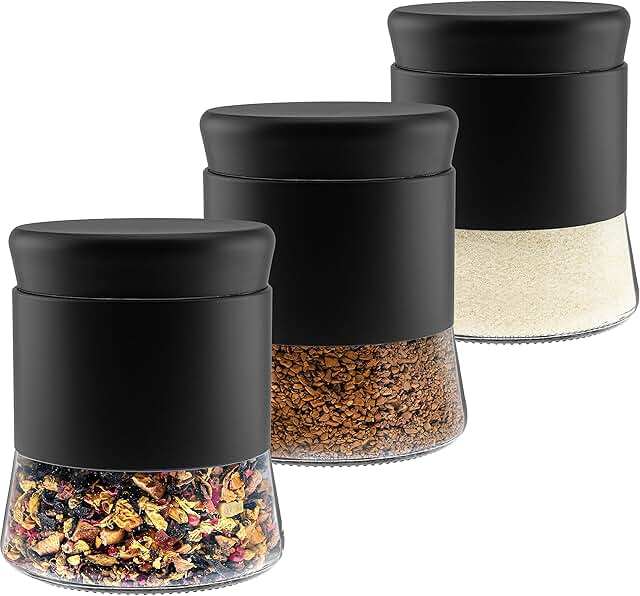 Black Stainless Steel Canister Set for Kitchen, 26 OZ