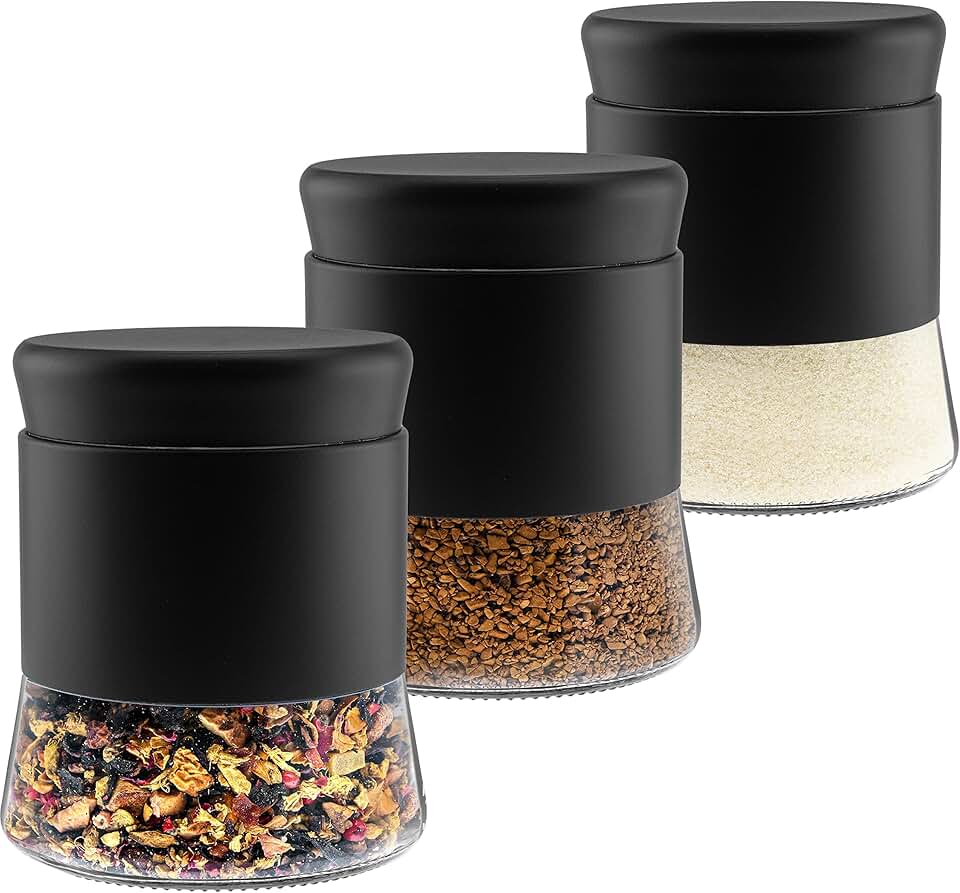 Black Stainless Steel Canister Set for Kitchen, 26 OZ