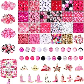 2000pcs Western Beads for Jewelry Making, Pink Clay, Pearl, Crystal, Cowboy Boot, Hat, Star, Pony Charms