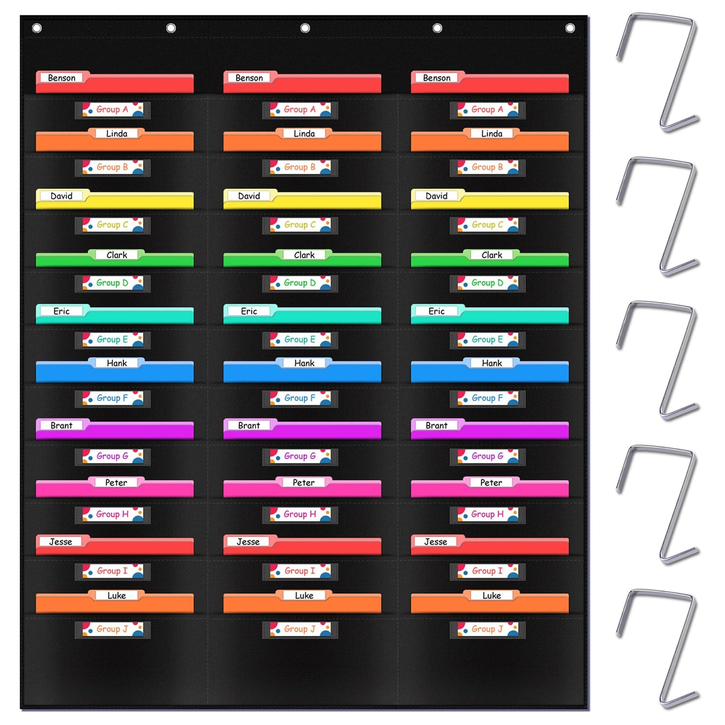 Classroom Mail Center with 30 Pockets and Hangers